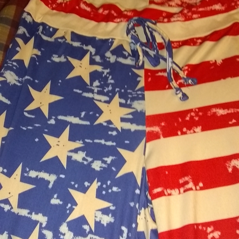 Buttery soft wide leg American flag pants